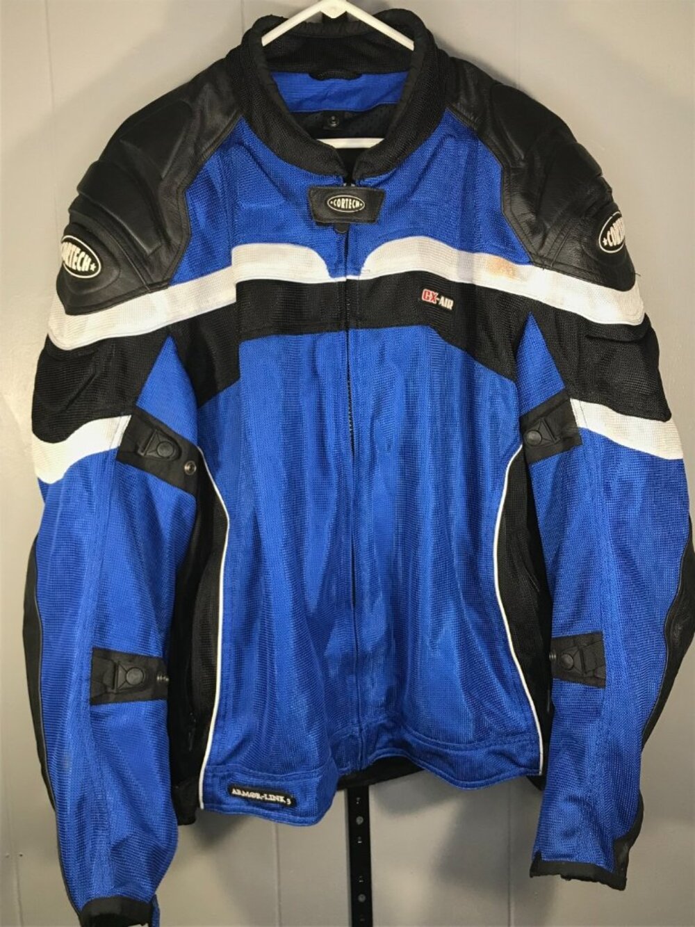 Cortech GX Air Motorcycle Jacket Mens Sz XXL 48 Blue Black Armour Link 3